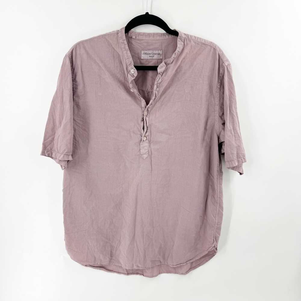 Officine Generale Cotton Classic Top Mauve Short Sleeve Minimalistic Medium